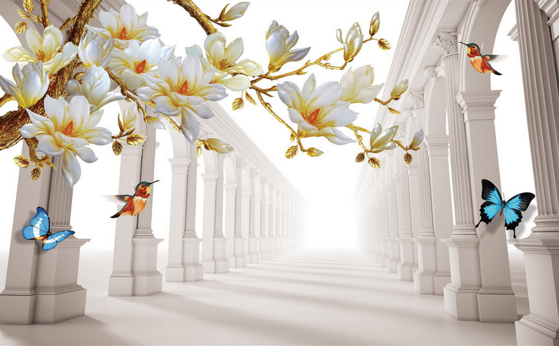 Blossoms Branches Corridor Wallpaper AJ Wallpaper