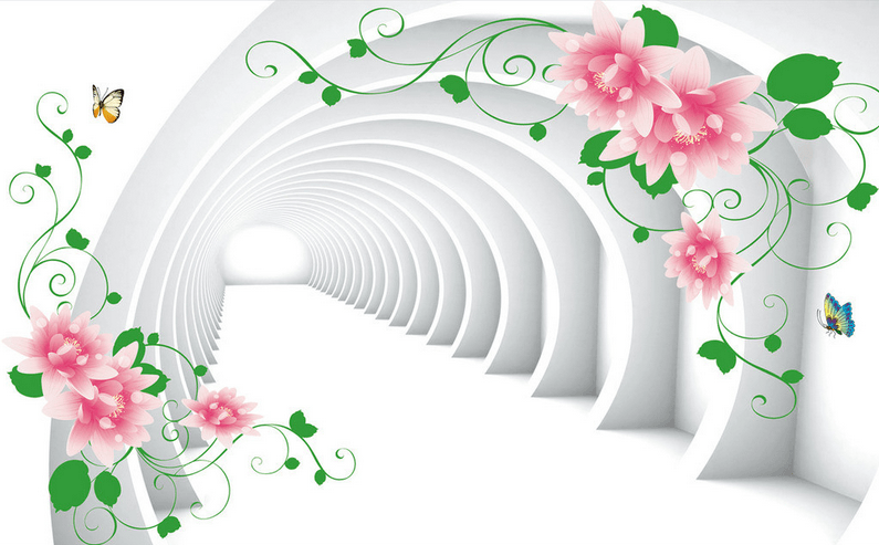 Pink Flowers And Arches Wallpaper AJ Wallpaper