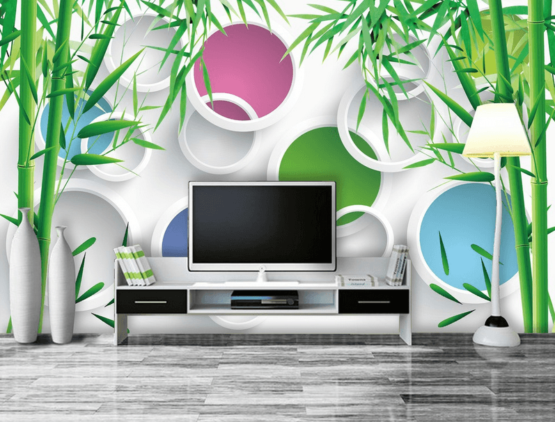 Bamboos And Colorful Circles Wallpaper AJ Wallpaper