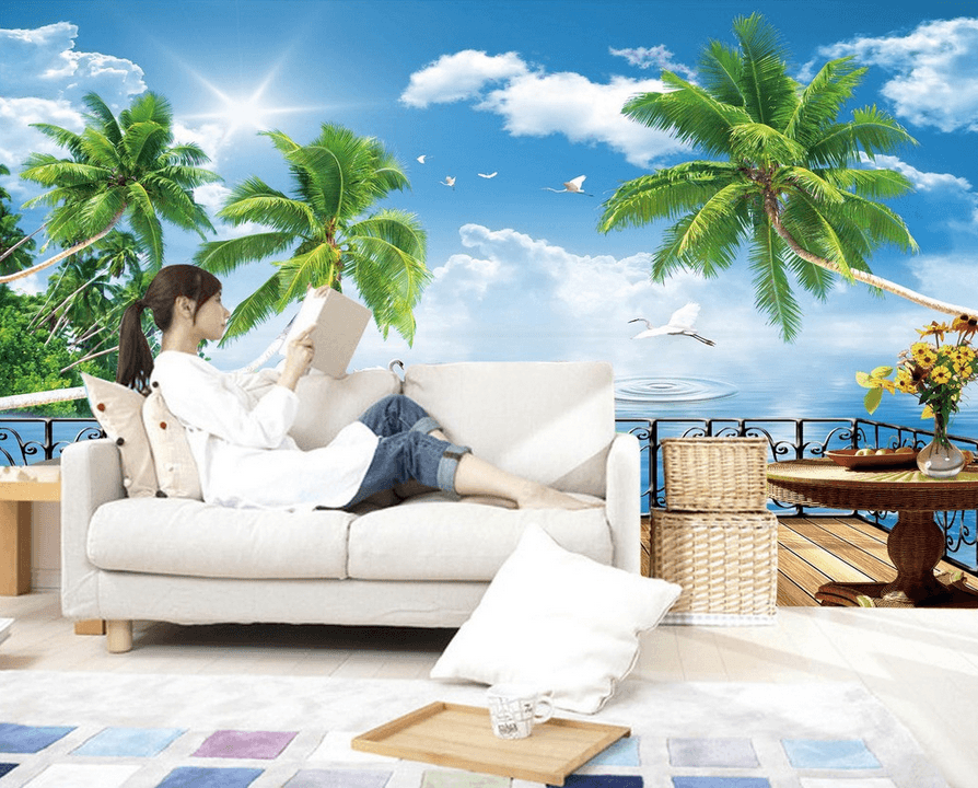Luxurious Balcony Landscape Wallpaper AJ Wallpaper