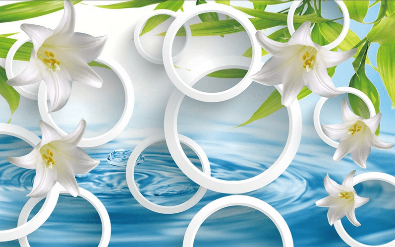 Lilies And Circles Wallpaper AJ Wallpaper 2