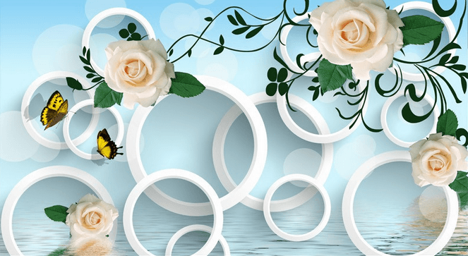 Red Blossoms And Circles Wallpaper AJ Wallpaper