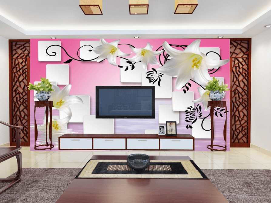 Lilies And Squares Wallpaper AJ Wallpaper