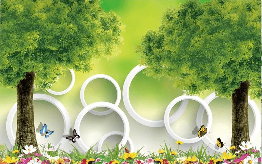 Lush Trees And Circles Wallpaper AJ Wallpaper