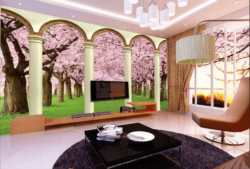 Pink Trees And Pillars Wallpaper AJ Wallpaper