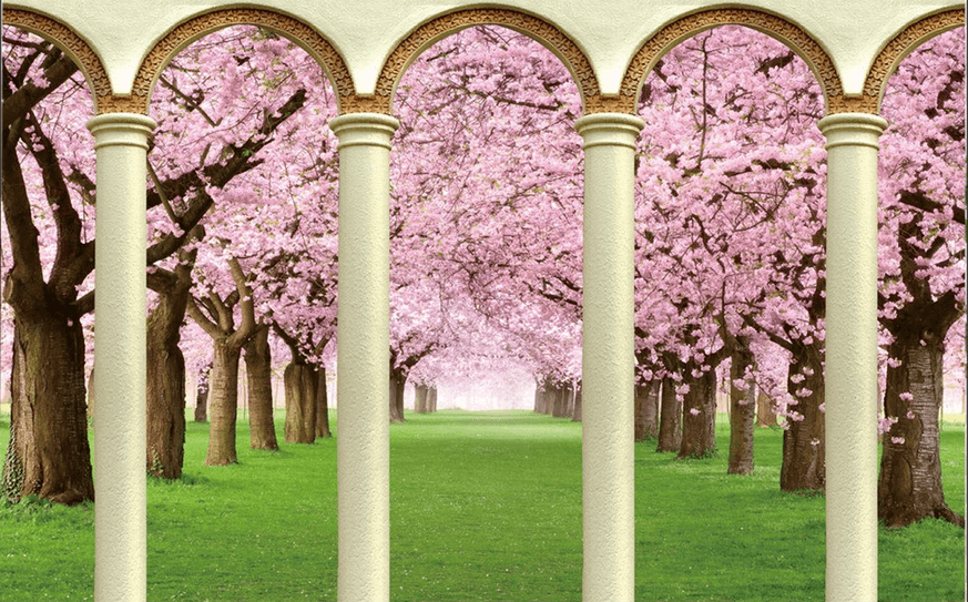 Pink Trees And Pillars Wallpaper AJ Wallpaper