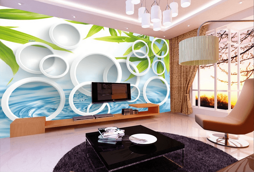 Green Leaves And Circles Wallpaper AJ Wallpaper