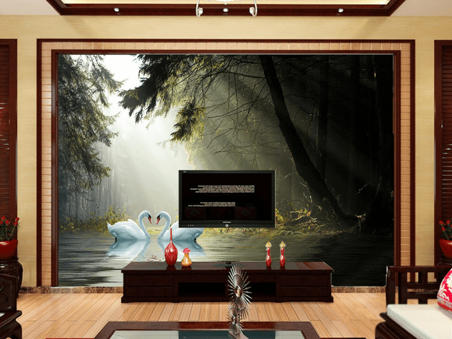 Forest Lake Swans Wallpaper AJ Wallpaper