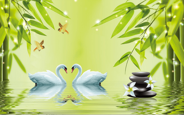 Bamboos Lake Scenery Wallpaper AJ Wallpaper