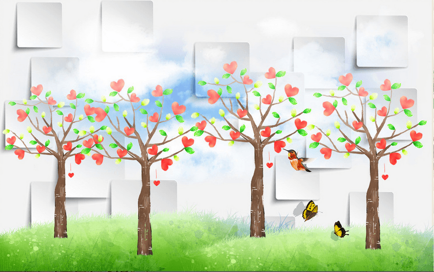 Romantic Heart Trees Wallpaper AJ Wallpaper