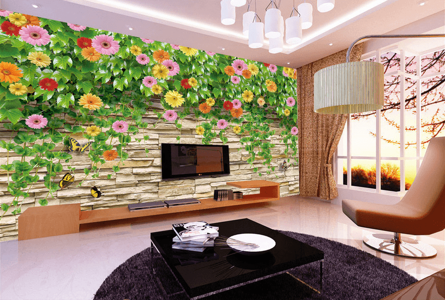 Colorful Flowers Vines Wallpaper AJ Wallpaper