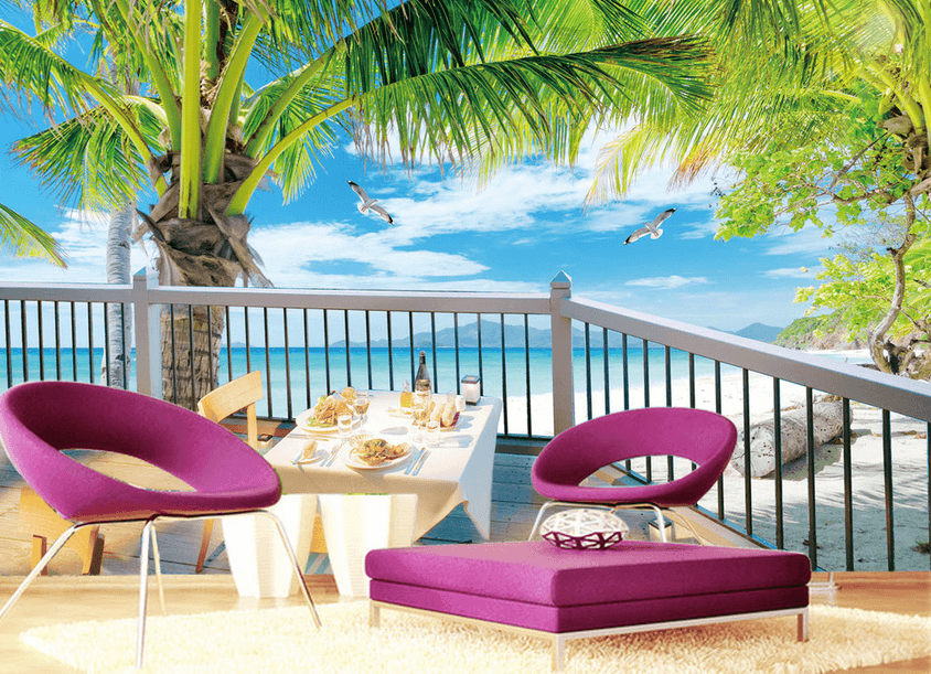Beach Open-Air Balcony Wallpaper AJ Wallpaper
