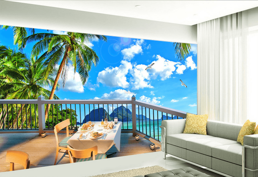 Balcony Vast Sea Wallpaper AJ Wallpaper