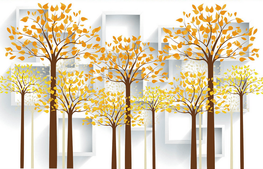Yellow Trees And Frames Wallpaper AJ Wallpaper