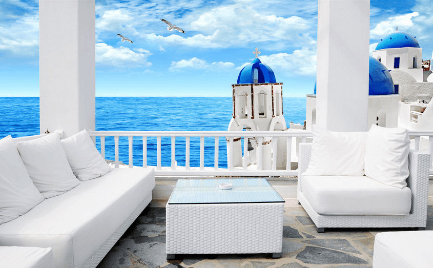 Balcony Seaside Church Wallpaper AJ Wallpaper