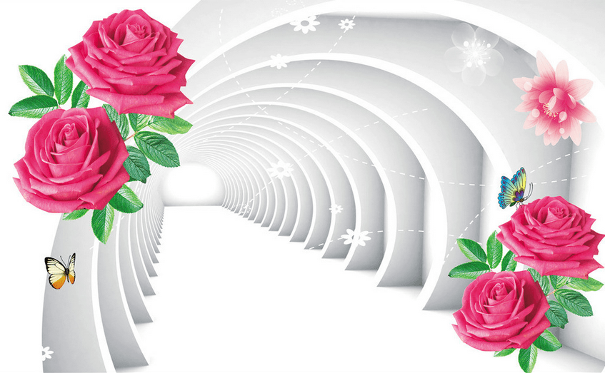 Red Roses And Arches Wallpaper AJ Wallpaper