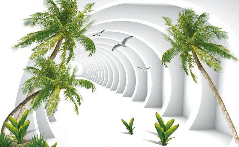 Coconut Trees And Arches Wallpaper AJ Wallpaper