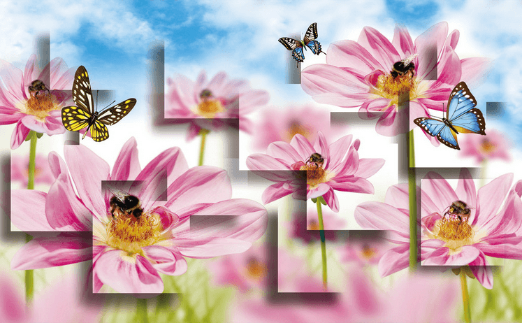 Red Blossoms And Butterflies Wallpaper AJ Wallpaper