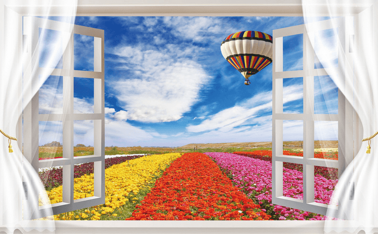 Window Colorful Flowers Wallpaper AJ Wallpaper