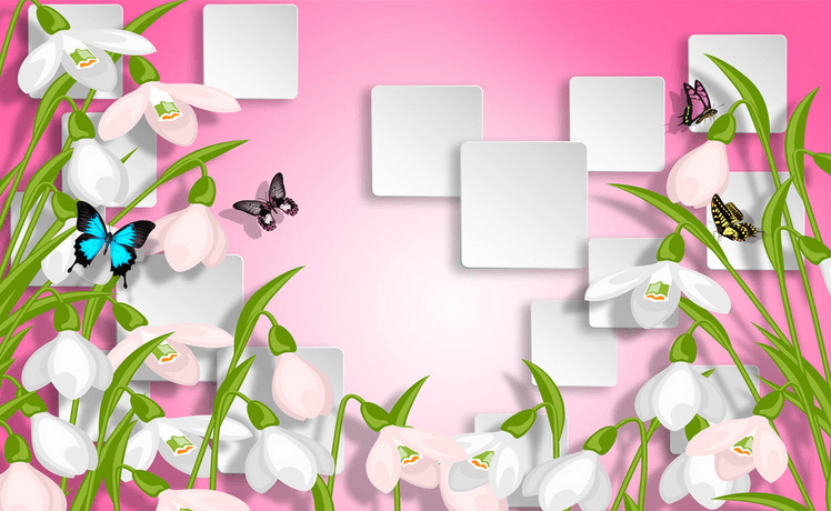 Fresh Flowers And Squares Wallpaper AJ Wallpaper