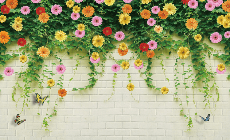 Colored Flowers Vines Wallpaper AJ Wallpaper