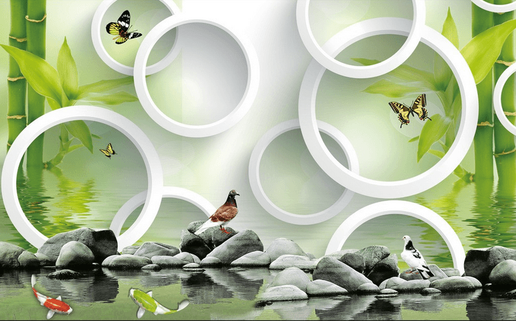 Pure Bamboos And Circles Wallpaper AJ Wallpaper