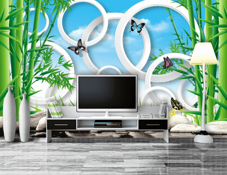 Green Bamboos And Circles Wallpaper AJ Wallpaper