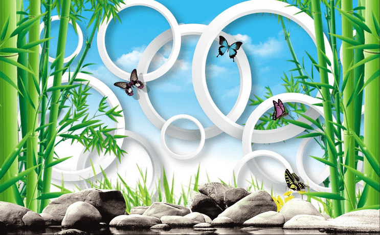 Green Bamboos And Circles Wallpaper AJ Wallpaper