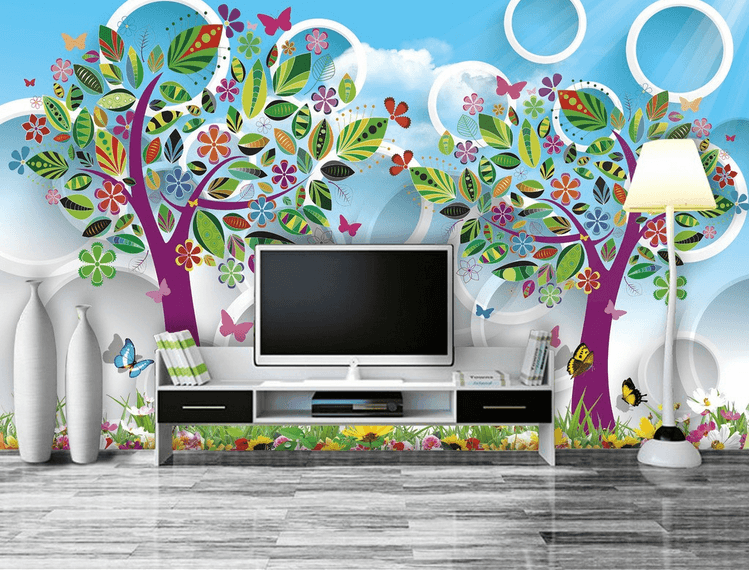 Colored Trees And Circles Wallpaper AJ Wallpaper