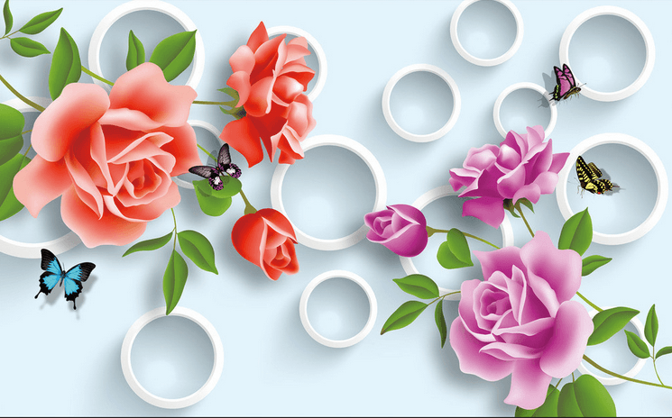 Colored Blossoms And Circles Wallpaper AJ Wallpaper