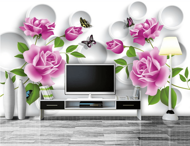 Purple Flowers And Circles Wallpaper AJ Wallpaper