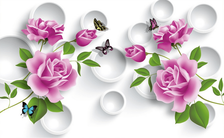 Purple Flowers And Circles Wallpaper AJ Wallpaper