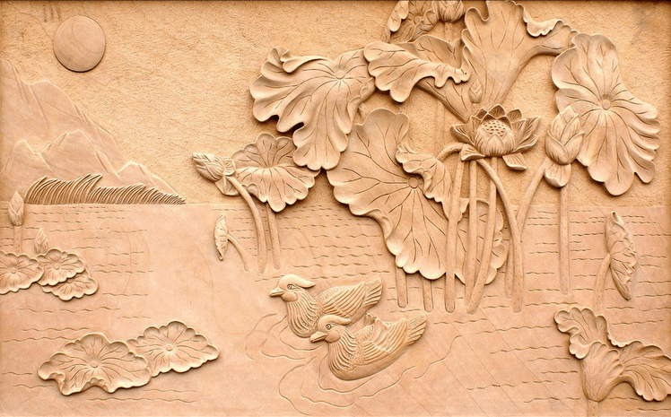 Lotus Pond Embossment Wallpaper AJ Wallpaper