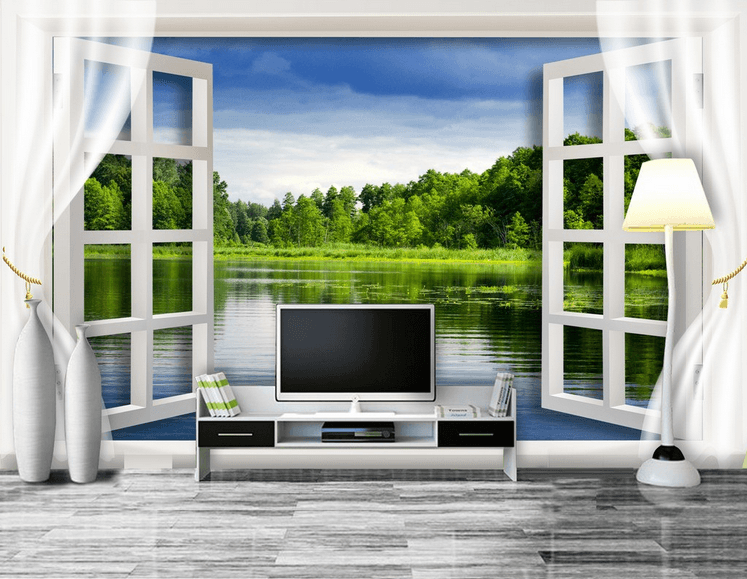 Window Lake Wallpaper AJ Wallpaper