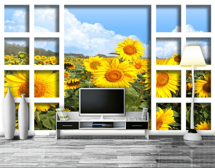 Window Sunflowers Field Wallpaper AJ Wallpaper