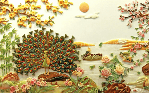 Peacock Embossment Wallpaper AJ Wallpaper