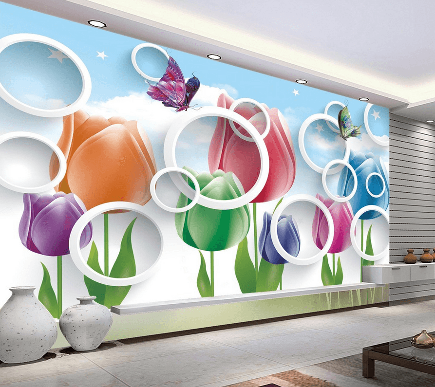 Colorful Tulips And Circles Wallpaper AJ Wallpaper