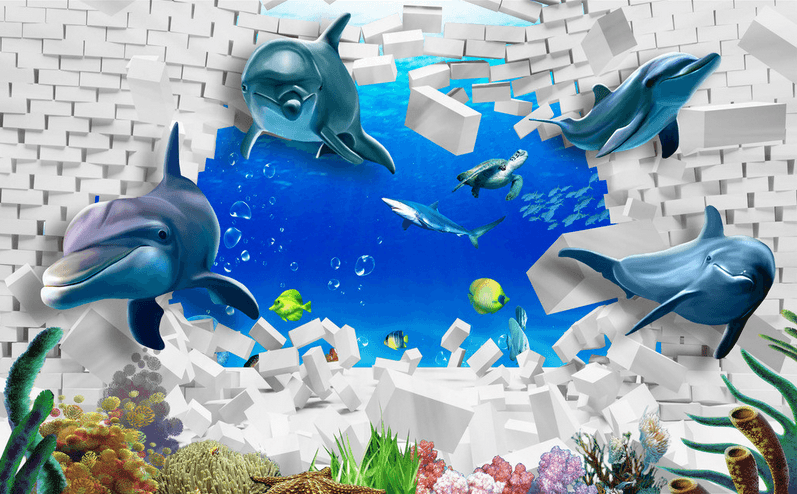 Sea Bottom And Bricks Wallpaper AJ Wallpaper