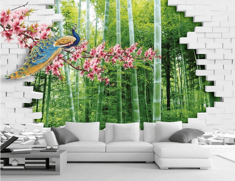 Bamboo Forest And Peacock Wallpaper AJ Wallpaper