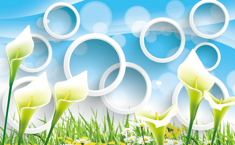 Fresh Flowers And Circles Wallpaper AJ Wallpaper