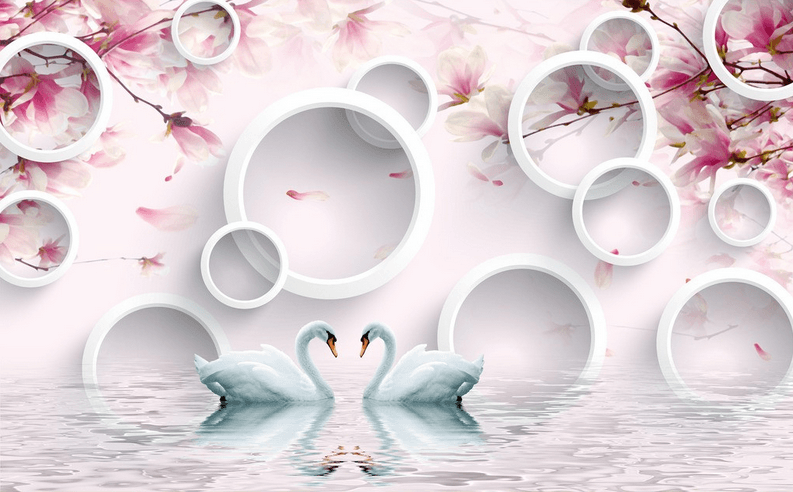 Romantic Swans Wallpaper AJ Wallpaper