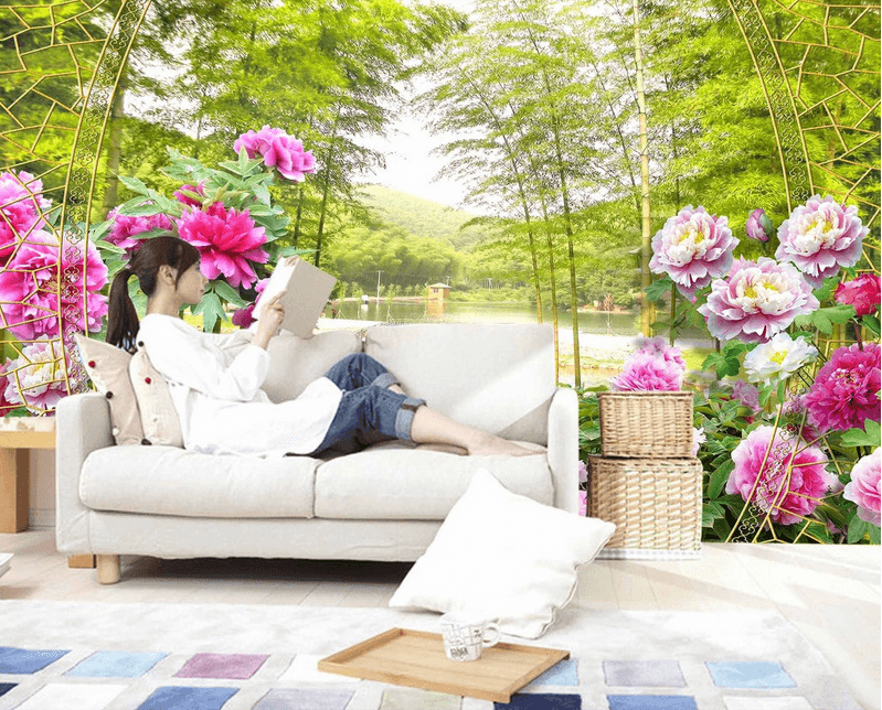 Bamboos And Blossoms Wallpaper AJ Wallpaper