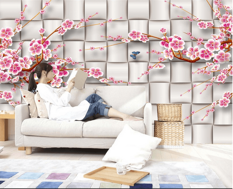 Plum Flowers And Butterflies Wallpaper AJ Wallpaper