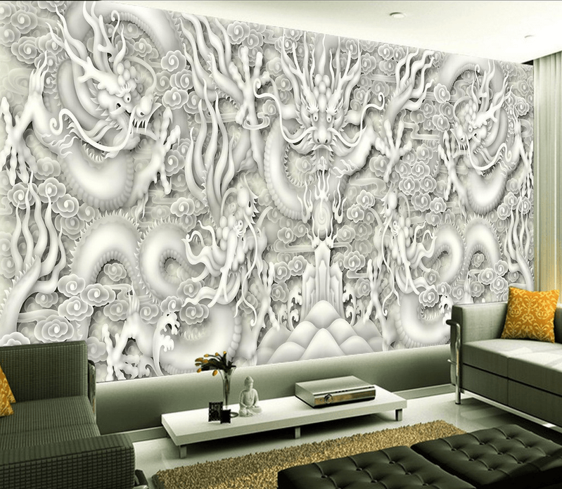 Delicate Carved Dragons Wallpaper AJ Wallpaper