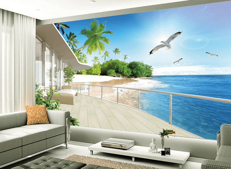 Balcony Ocean Scenery Wallpaper AJ Wallpaper
