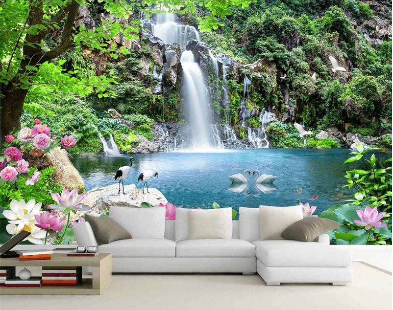 Waterfall Lake Animals Wallpaper AJ Wallpaper