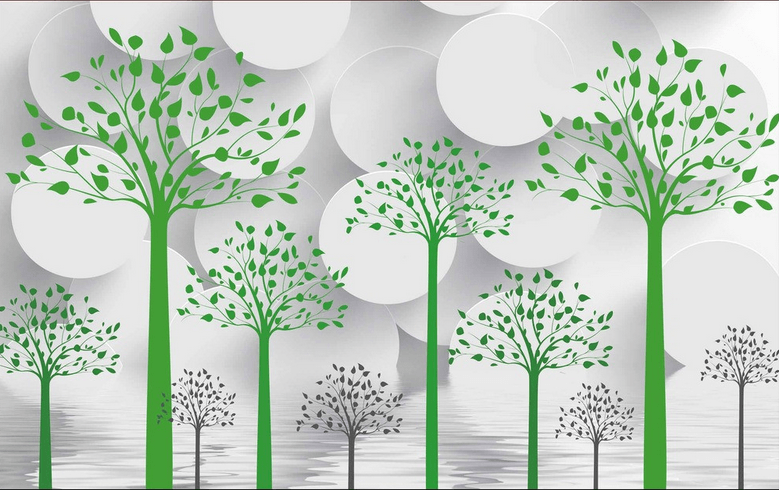 Green Trees Patterns Wallpaper AJ Wallpaper