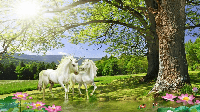 Under Trees Unicorns Wallpaper AJ Wallpaper