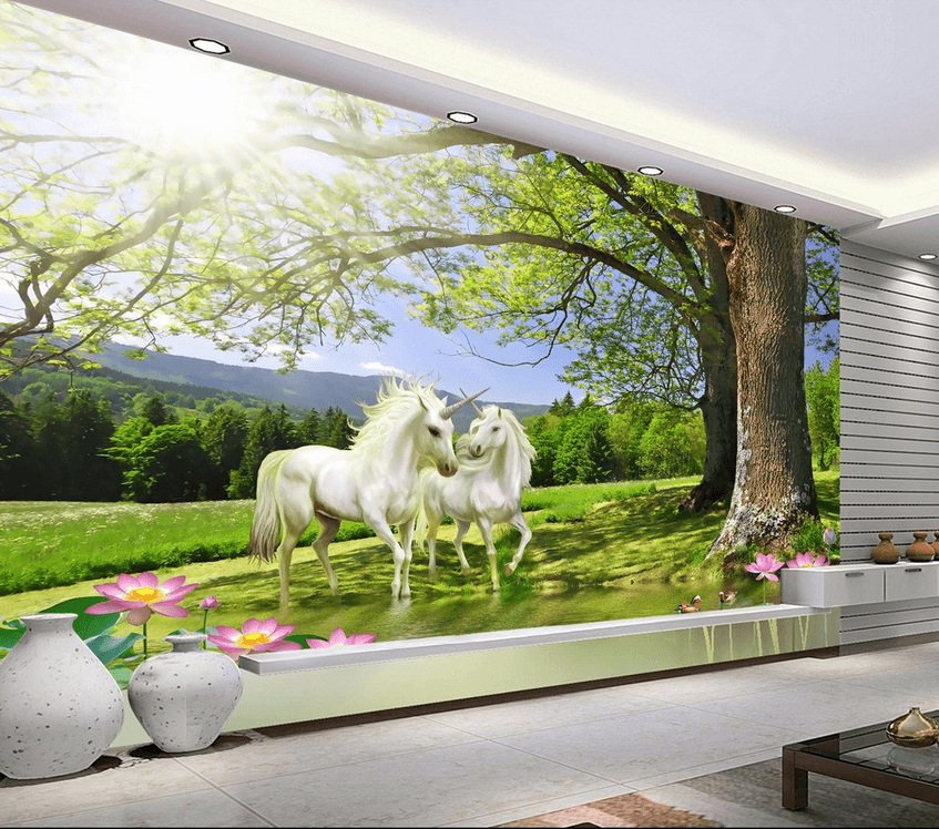 Under Trees Unicorns Wallpaper AJ Wallpaper