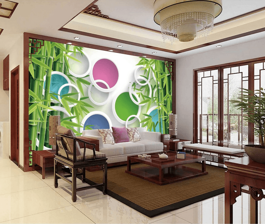 Bamboos And Colored Circles Wallpaper AJ Wallpaper